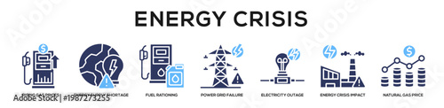 Glyphcolor - Energy Crisis web banner icon vector illustration concept