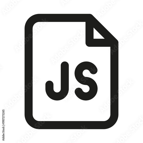 JavaScript file icon. Modern JS file clean isolated line icon for web development, ideal for scripting, frontend programming and dynamic website functionality systems.
