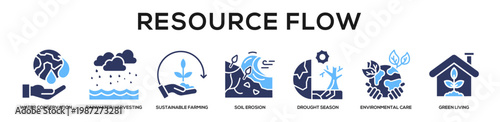 Glyphcolor - Resource Flow web banner icon vector illustration concept