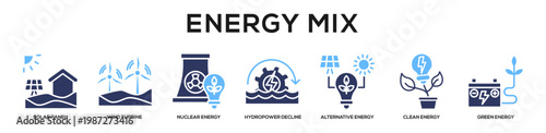 Glyphcolor - Energy Mix web banner icon vector illustration concept