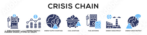 Glyphcolor - Crisis Chain web banner icon vector illustration concept