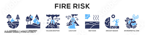 Glyphcolor - Fire Risk web banner icon vector illustration concept