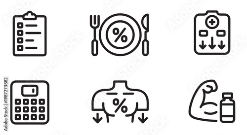 Nutrition and Weight Management Line Icon Collection