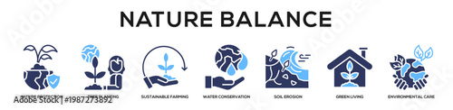 Glyphcolor - Nature Balance web banner icon vector illustration concept