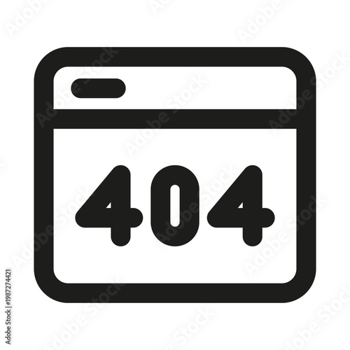 404 web error icon. Modern page not found clean isolated line icon for web development, ideal for website troubleshooting, debugging and error handling interfaces.