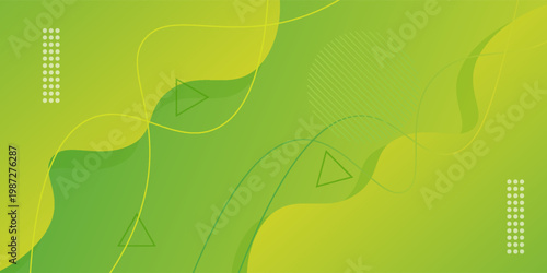 Abstract background with geometric shapes. Dynamic abstract composition Vector illustration. Design element for web banners, posters, green and yellow