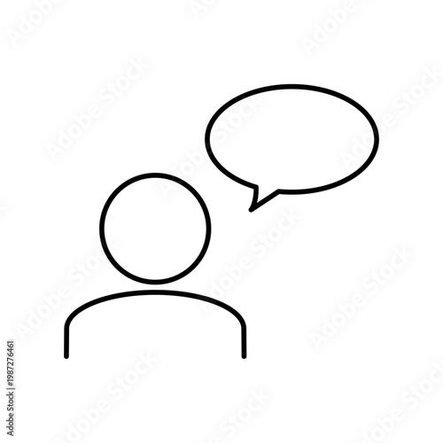 人と吹き出しのマークを用いて、考えやアイデアを表現したアイコン