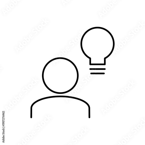 人と電球のマークを用いて、ひらめきを表現したアイコン