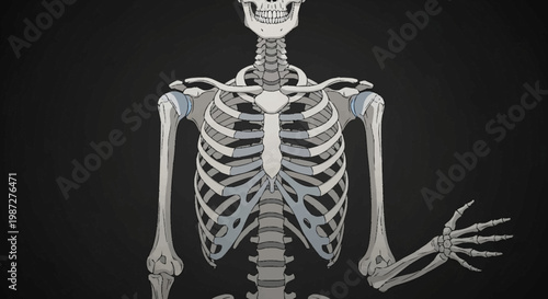 Human skeleton on black background