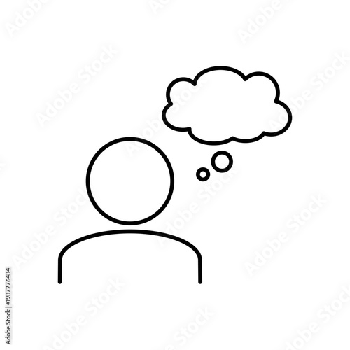 人と吹き出しのマークを用いて、思考を表現したアイコン