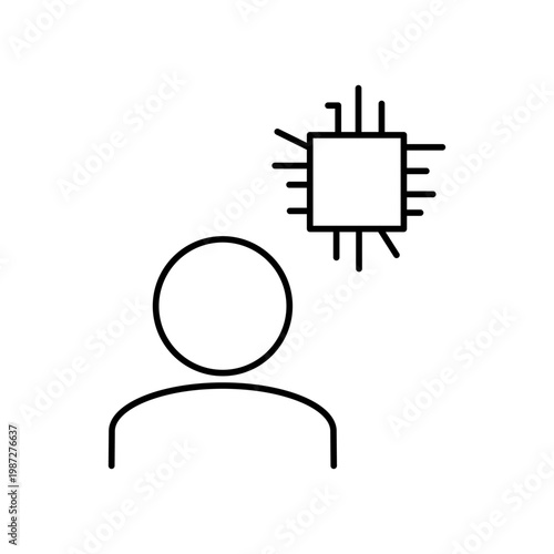 人と回路のマークを用いて、AIやテクノロジーを表現したアイコン