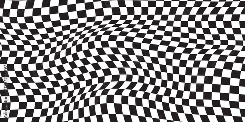 Black and white checkered pattern. Chess pattern. Black and white checkered background. 3D checkered wallpaper. vector illustration