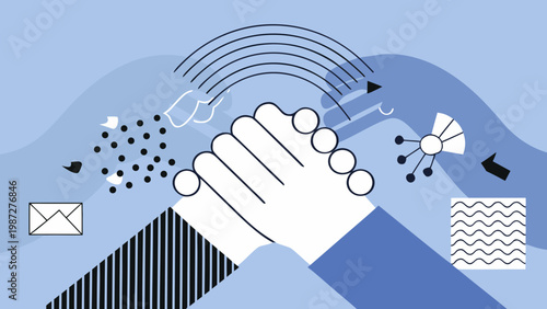 Two hands clasped together symbolizing unity and collaboration