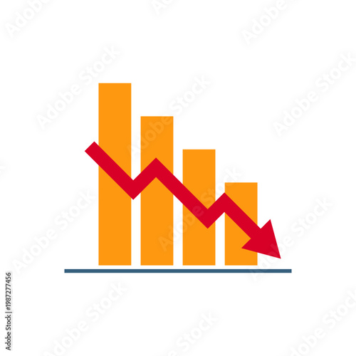 Decline chart icon. Business decrease symbol. Downward graph sign