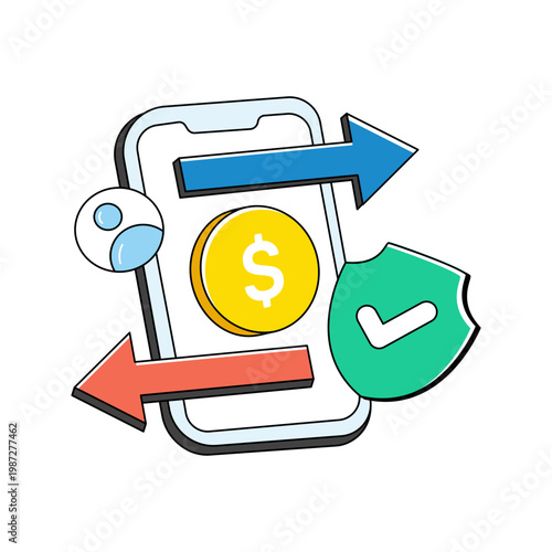 An icon design of mobile money transfer 