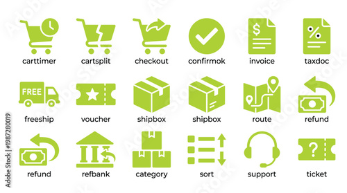 Collection of ecommerce icons for online shopping and retail services