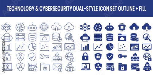 Foto Technology and cybersecurity dualstyle icon set icon set