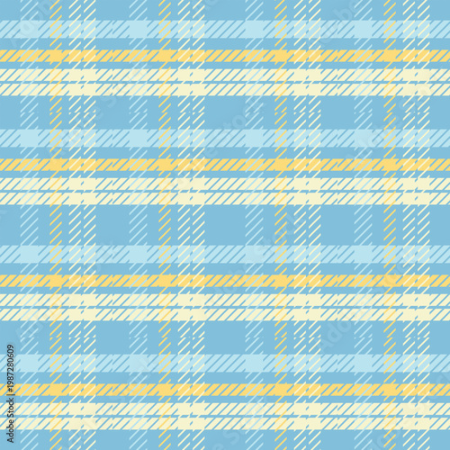 seamless plaid pattern with blue, yellow and white colors