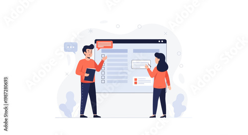 Teamwork in business: people collaborating on a digital project, planning and discussing ideas