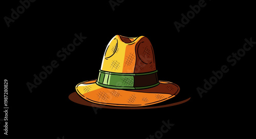 Fedora hat illustration with a retro vibe on a dark background
