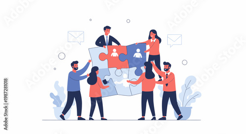 Teamwork puzzle collaboration people connecting ideas business strategy concept