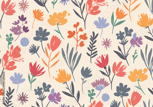 A serene watercolor flower composition filled with delicate blooming elements