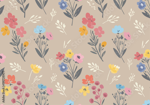 Soft watercolor flowers forming a subtle and elegant repeating pattern