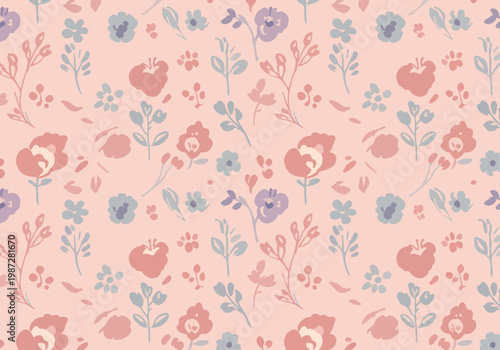 Hand painted watercolor blossoms bringing warmth and charm to a gentle pattern