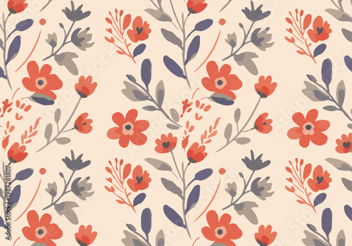 Pastel watercolor flowers forming a whimsical and soothing botanical pattern