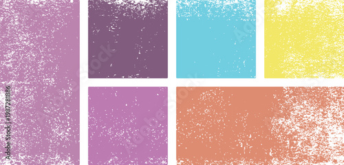 Vibrant colorful textured background with purple, pink, yellow, and teal hues in six rectangular sections