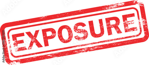 Red exposure stamp with distressed texture