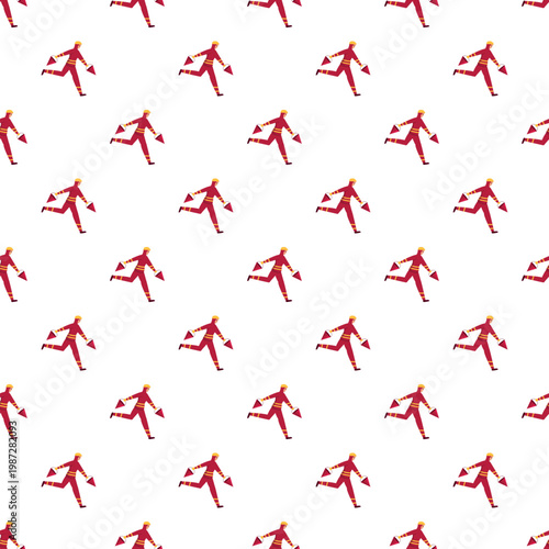 Running cartoon firefighter figures forming a continuous pattern on a white background