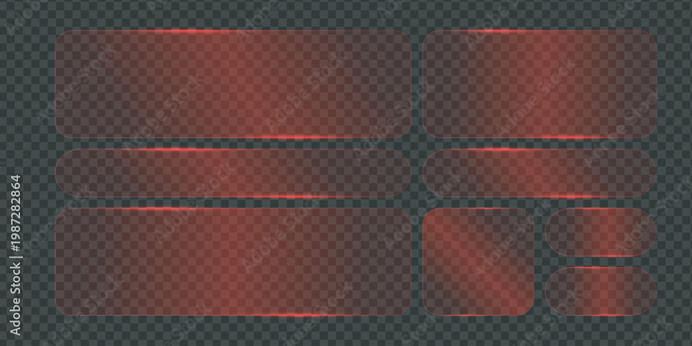 Foto Red gradient rectangles on a transparent background with checkered pattern
