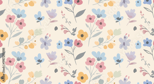 Elegant floral wallpaper pattern with warm hues and understated botanical charm