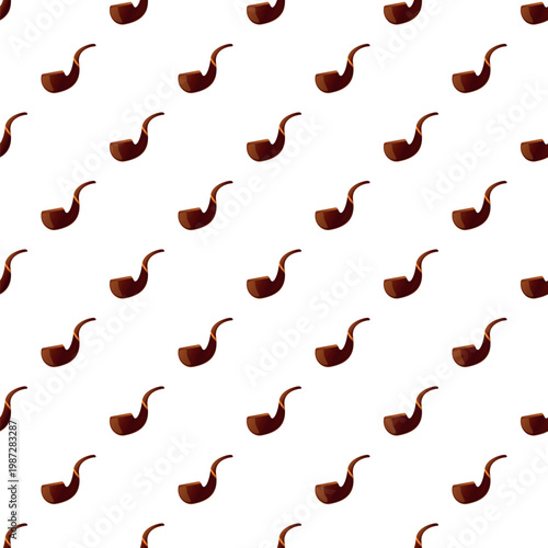 Repeating brown tobacco smoking pipe illustrations on a white background
