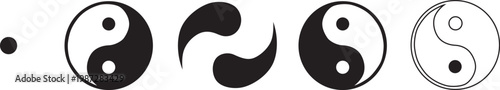Collection of yin yang symbols in various styles and designs