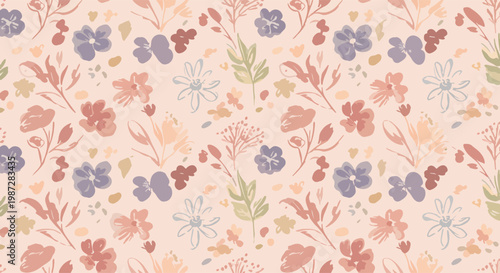 Muted floral composition with a cozy, vintage feel and soft neutral tones