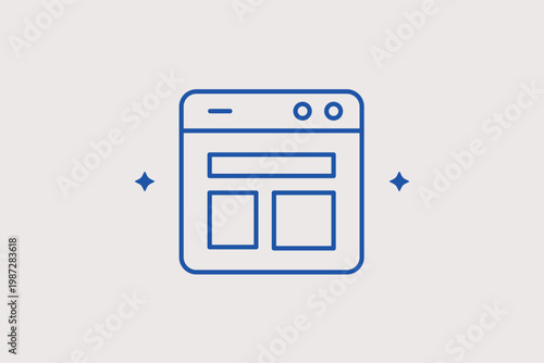 Web browser layout line icon for landing page design and front-end development. Structured Vector Illustration for UI wireframing and website prototype presentations.