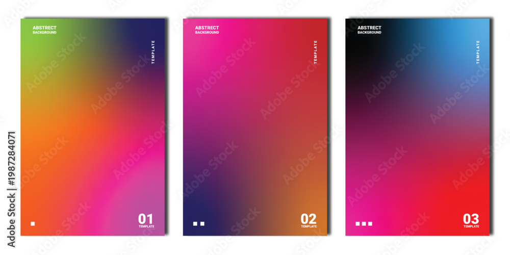 Fototapeta premium Gradient background templates, colorful brochure designs, vibrant flyer layouts, modern business card mockups