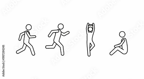 Stick Figure Icons Depicting Various Activities and Poses.