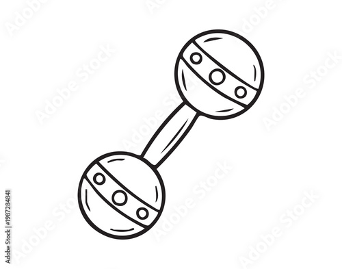 Infant engagement device with colorful dots. Soothing rattling toy designed for infant sensory stimulation. Childfriendly rattle with soft sounds and handle for easy gripping and exploration