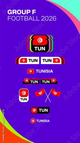 Vibrant Vector Set of Tunisian Flag Elements and Team Identity for the Dynamic 2026 Football Tournament Presentation. Football 2026 flag vector set