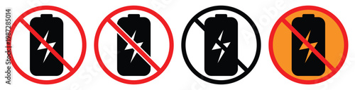 No Battery Empty Sign with Power Failure or Charging Needed Concept Vector.