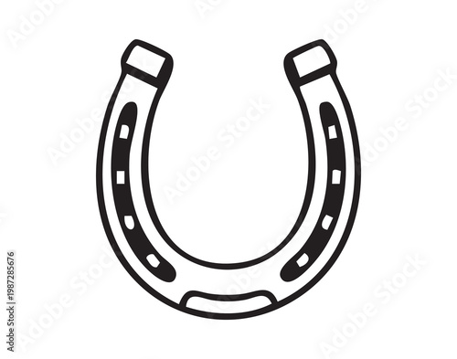 Old fashioned metal horseshoe. Traditional metal adornment reflecting rustic folklore artistry. Antique footwear piece embodying cultural tradition and craftsmanship heritage in metalwork