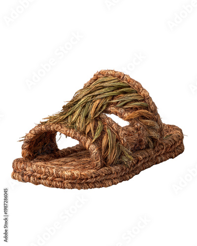 Natural Handmade Straw Sandal with Eco-Friendly Design and Textured Detail