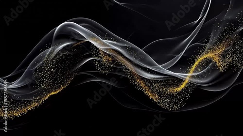 Digital black and gold swirl ripple abstract background
