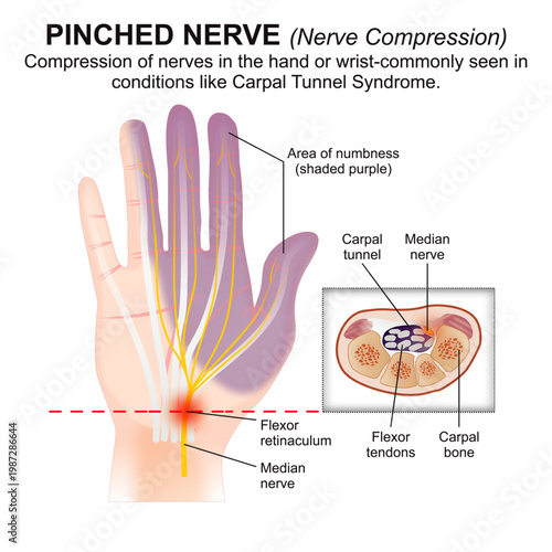 Pinched nerve - Hand flashcard illustration