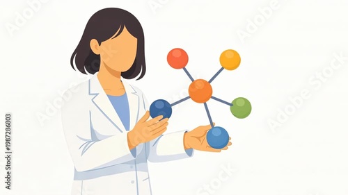 Scientist holding molecular model in laboratory for educational purposes