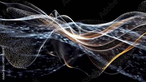 Digital black and gold swirl ripple abstract background