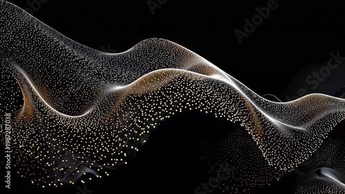 Digital black and gold swirl ripple abstract background